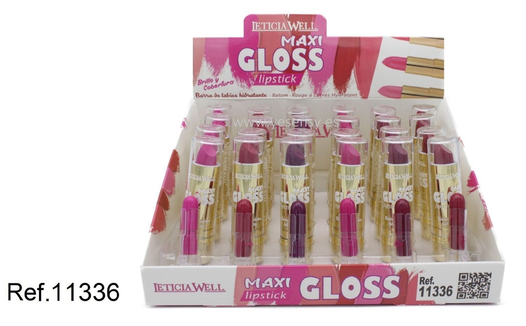 Barras de labios oro maxi gloss 11336 24/u - Labios y cosméticos