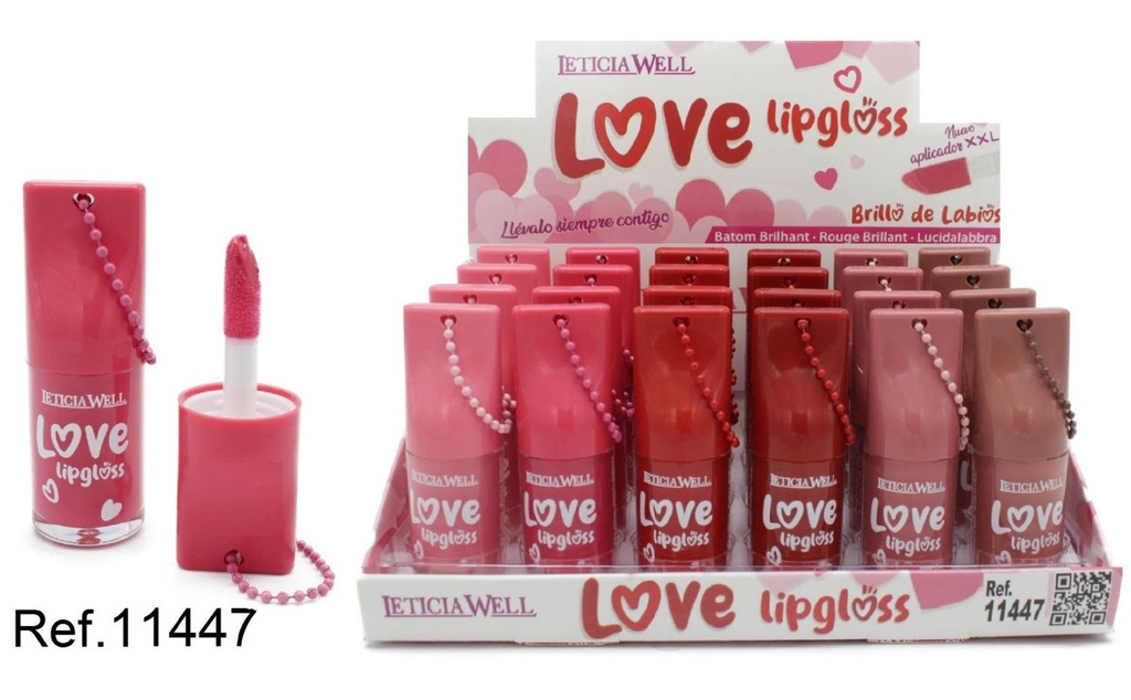 Lipgloss Love C/cadena 24/u - Labios y cosméticos