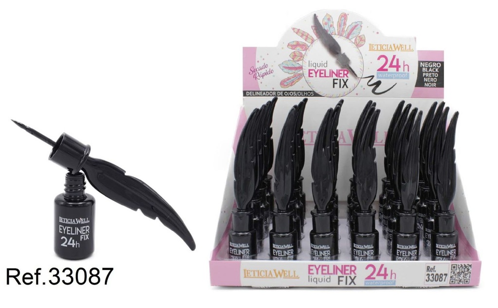 Eyeliner negro fijo en pluma 24/u - Maquillaje y cosméticos