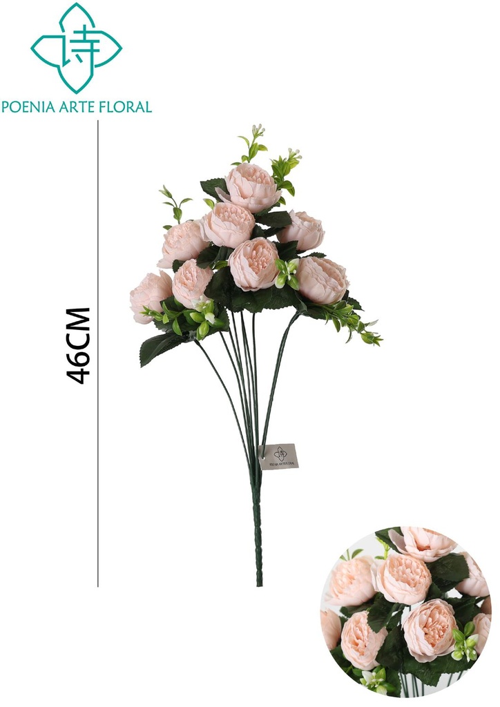 Arreglo floral artificial de 9 cabezas - Peonía pequeña nueva - Ramos de flores