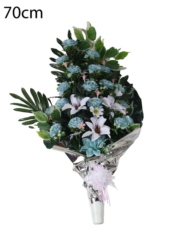 Arreglo floral artificial en maceta grande - Decoración floral para tumbas