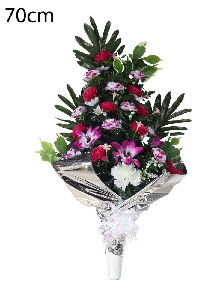 Arreglo floral artificial en maceta grande - Decoración floral para tumbas