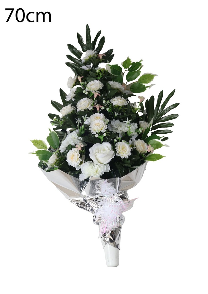 Arreglo floral artificial en maceta grande - Decoración floral para tumbas