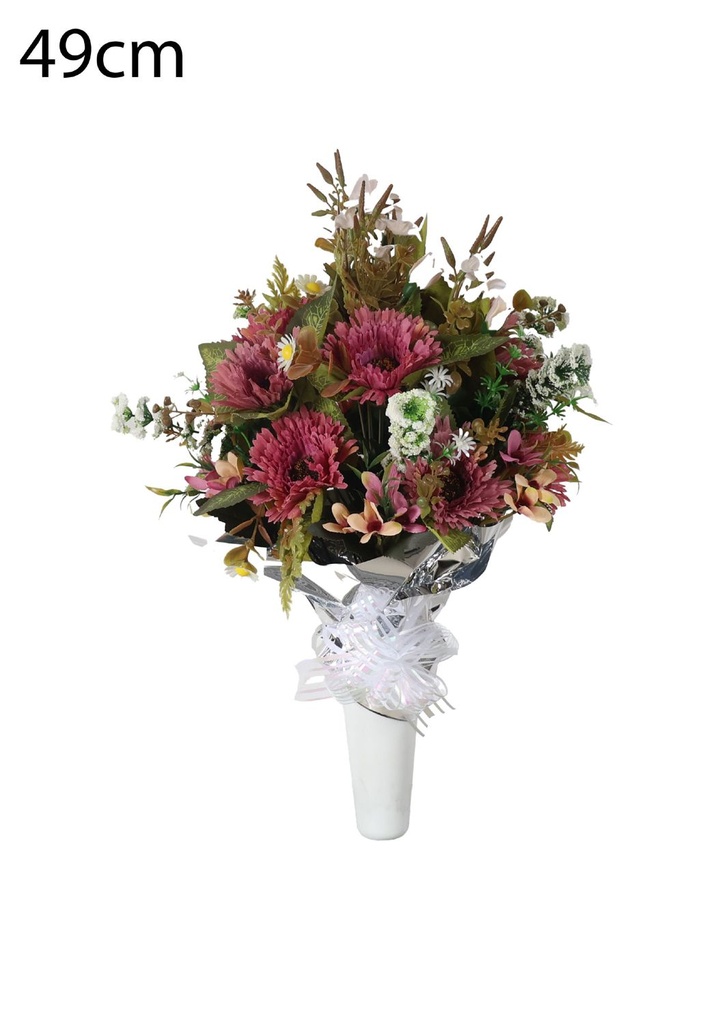 Arreglo floral artificial en maceta grande - Decoración floral para tumbas
