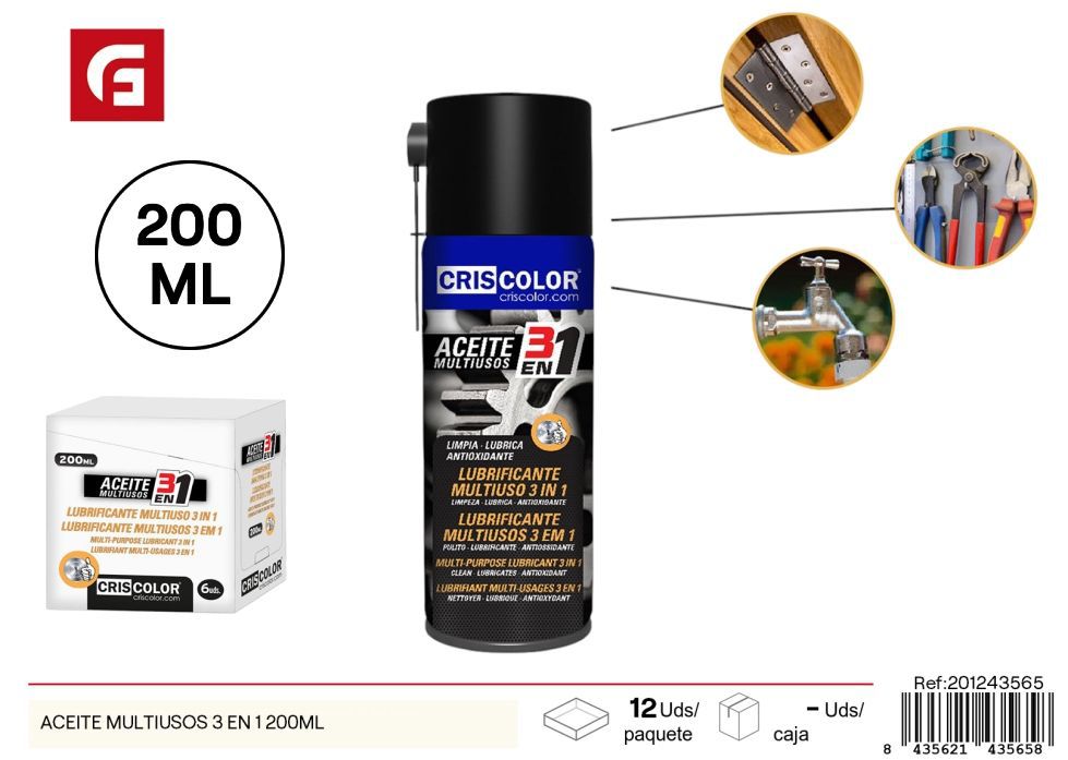 Lubricante multiusos 3 en 1 de 200 ml - Pintura y lubricantes