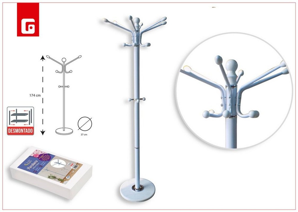 Perchero metal blanco - Mueble decorativo para el hogar