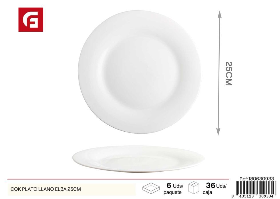 Plato llano Cok Elba de 25 cm - Vidrio y cerámica
