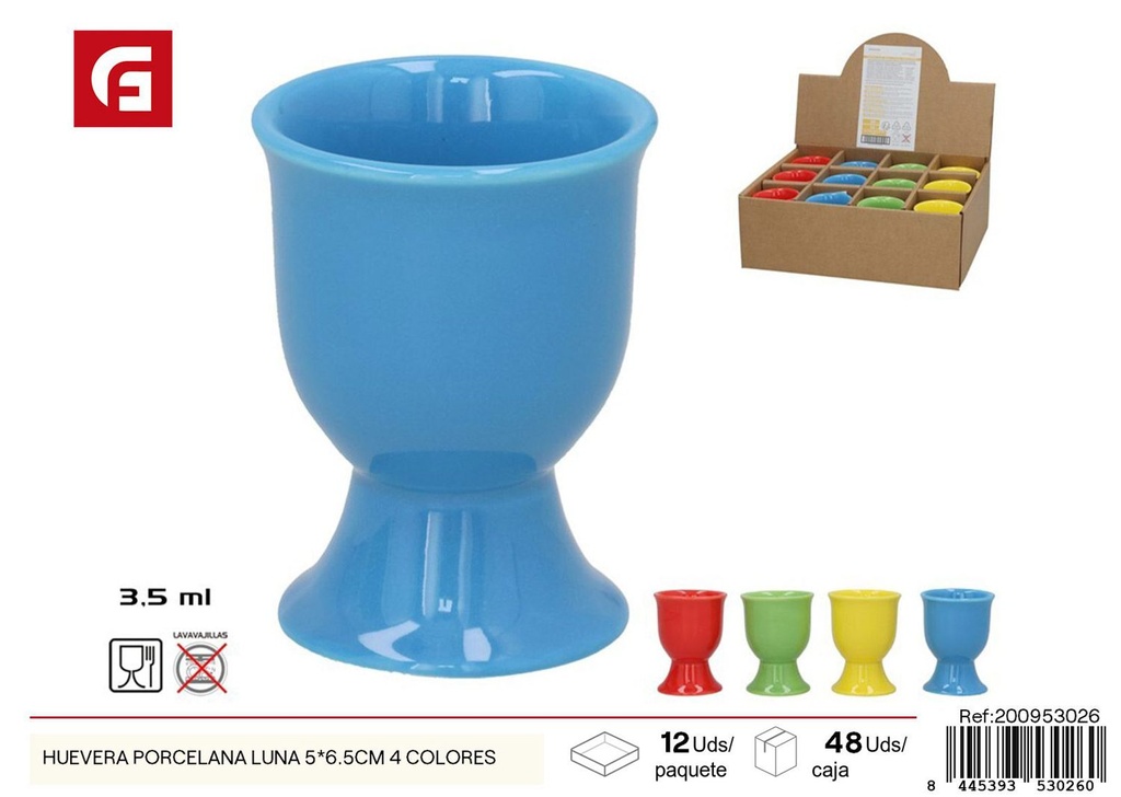 Huevera porcelana luna 5*6.5 cm 4 colores - Vajilla y elementos de mesa