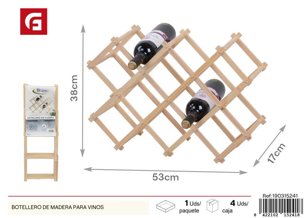 Botellero de madera para vinos - Soporte para almacenamiento de botellas