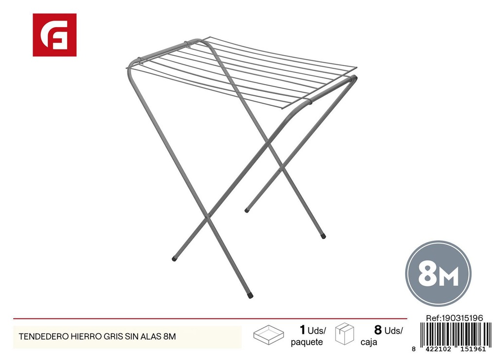 Tendedero de hierro gris sin alas 8m - Accesorios de limpieza y secado