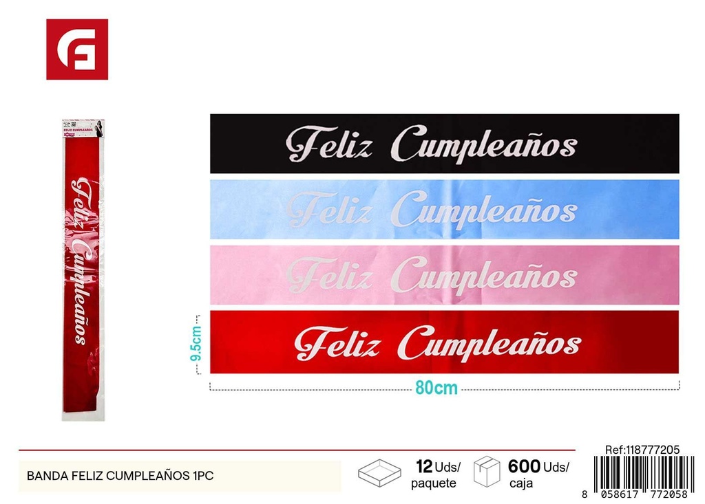 Banda feliz cumpleaños 1 pieza - Suministros de fiestas