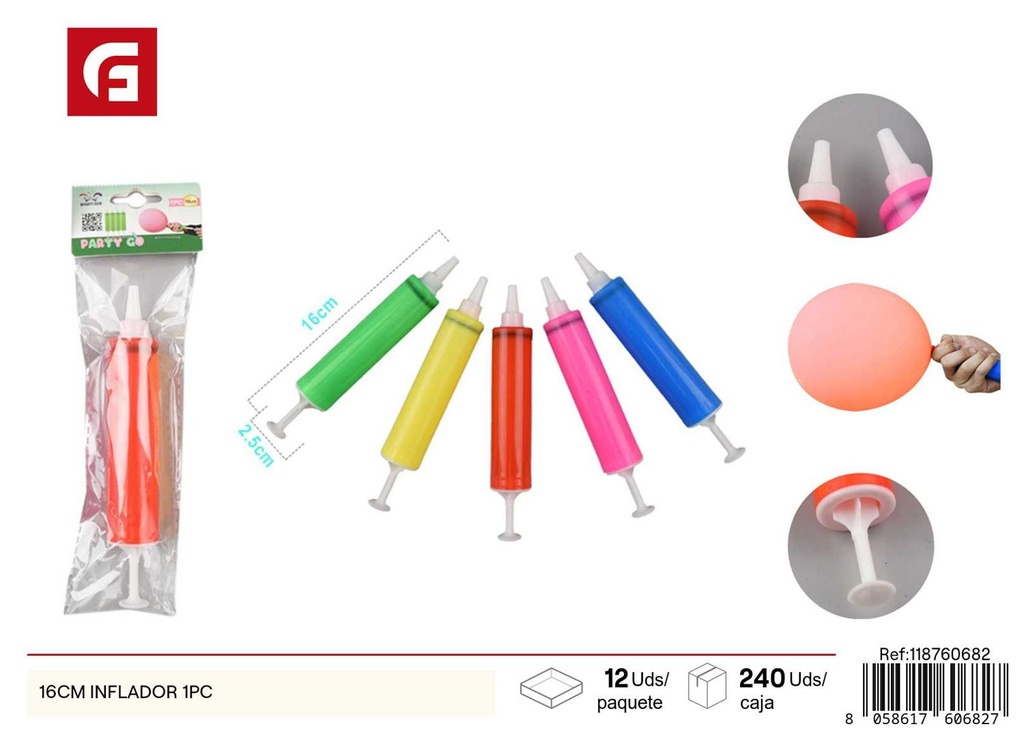 Inflador de plástico 16 cm 1 pieza - Accesorios de fiesta