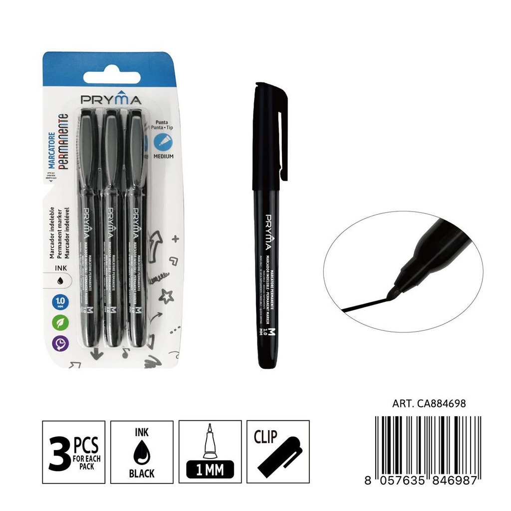 Marcador para CD punta M 1 mm 3 piezas negro - Instrumentos de escritura y marcadores