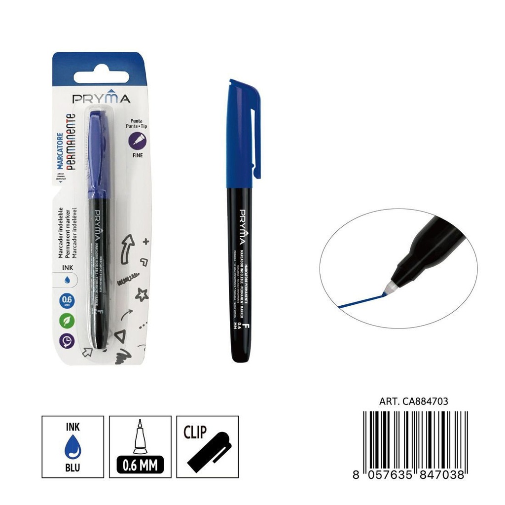 Marcador permanente punta F 0.6 mm azul 3 pcs - Utensilios de escritura