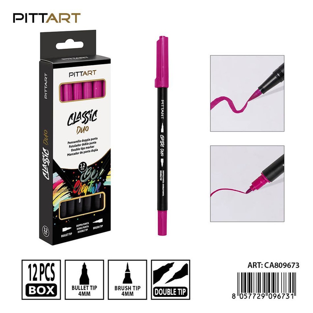 Ratulado doble punta 12 piezas 011 fucsia - Material de pintura y dibujo