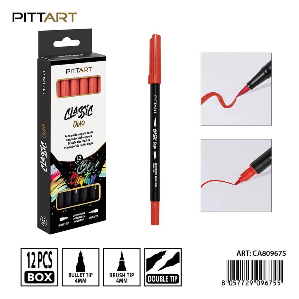 Ratulado doble punta pincel 12 piezas 013 rojo coral - Material de pintura y dibujo