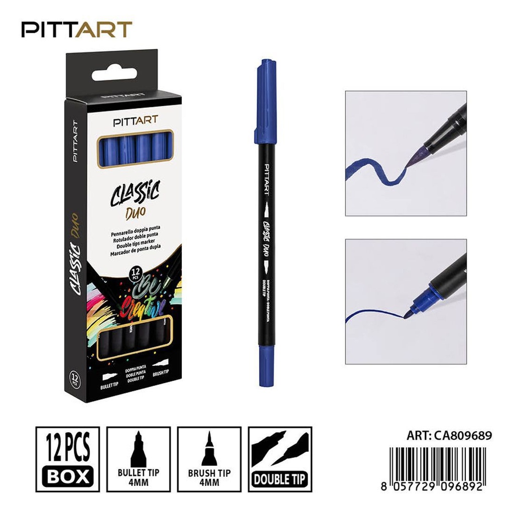 Ratulado doble punta pincel 12 piezas 028 azul celeste - Material de pintura y dibujo