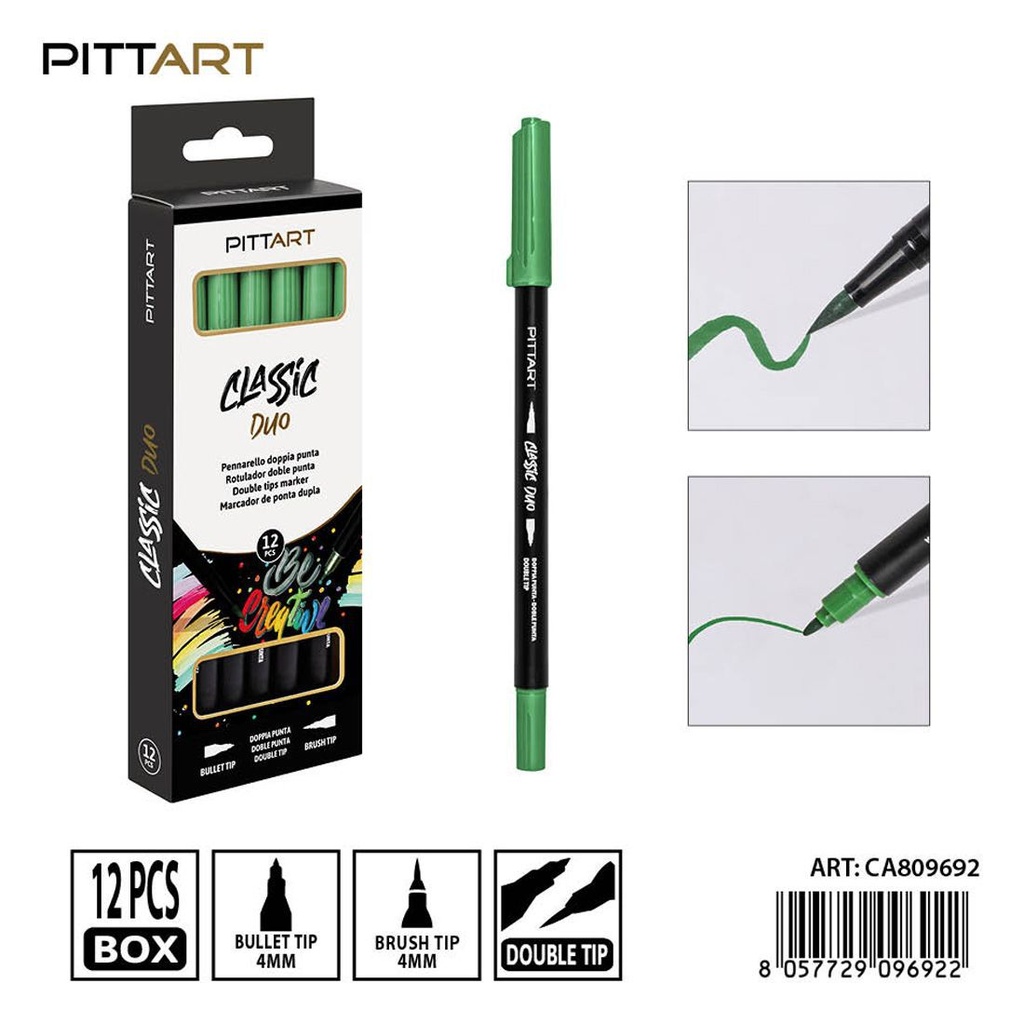 Ratulado doble punta pincel 12 piezas 031 marrón - Material de pintura y dibujo