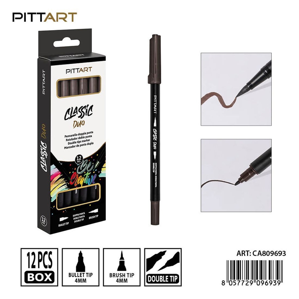 Ratulado doble punta pincel 12 piezas 032 gris - Material de pintura y dibujo