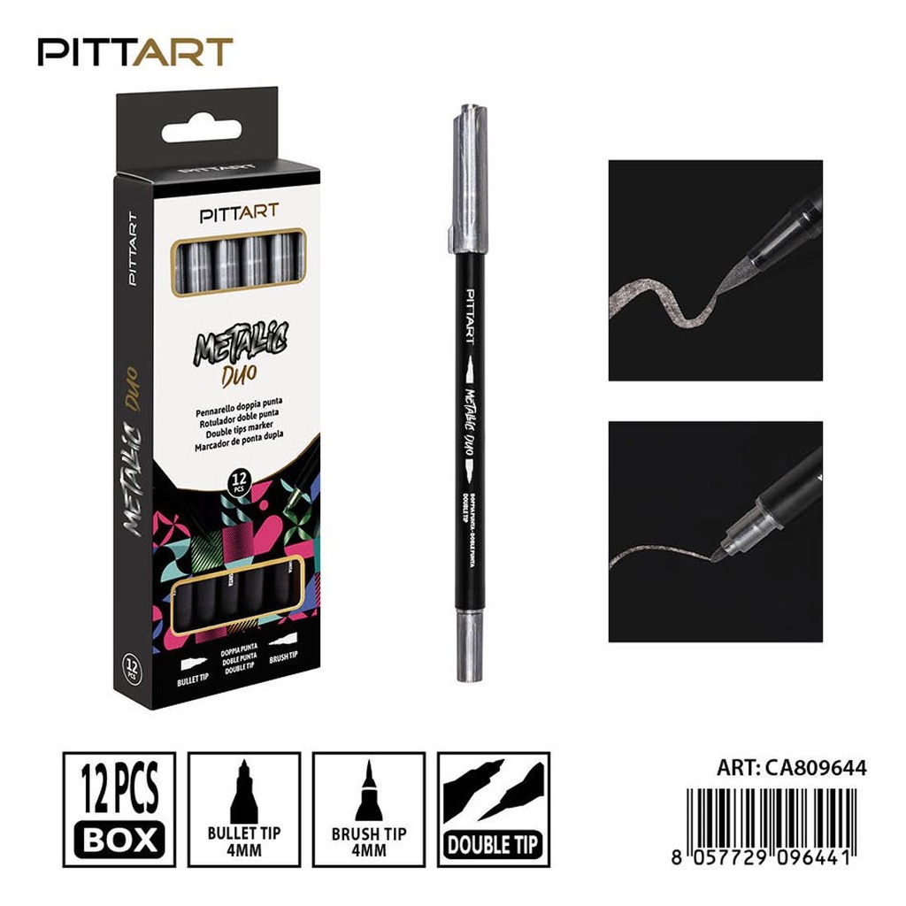Ratulado doble punta metálico 12 piezas 060 plata oscura - Material de pintura y dibujo