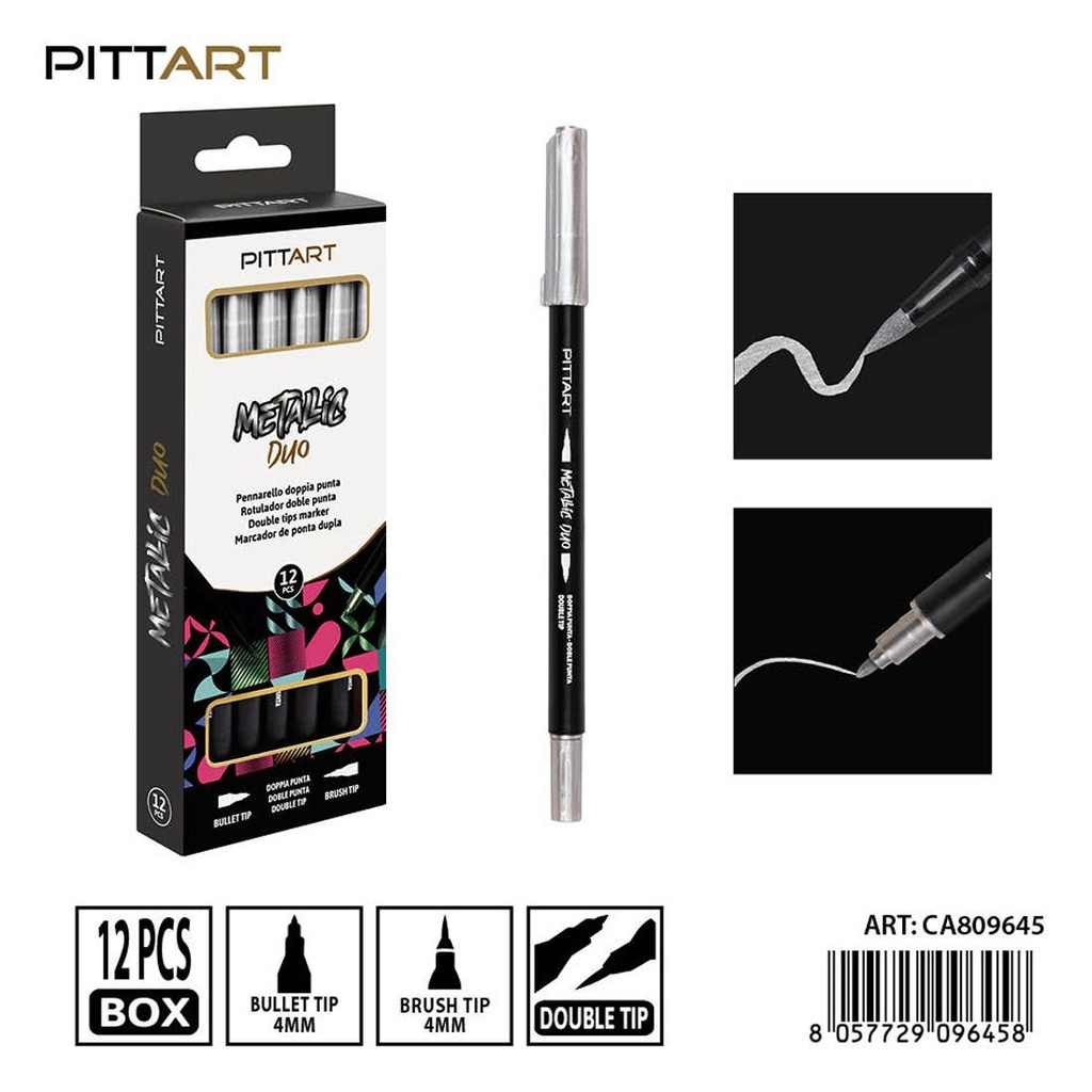 Ratulado doble punta metálico 12 piezas 061 plata - Material de pintura y dibujo