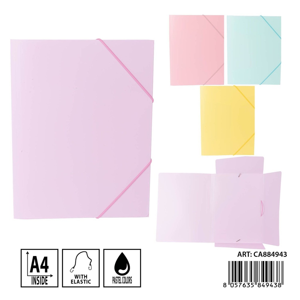 Carpeta A4 con doble elástico macarons - Carpetería y organización de documentos