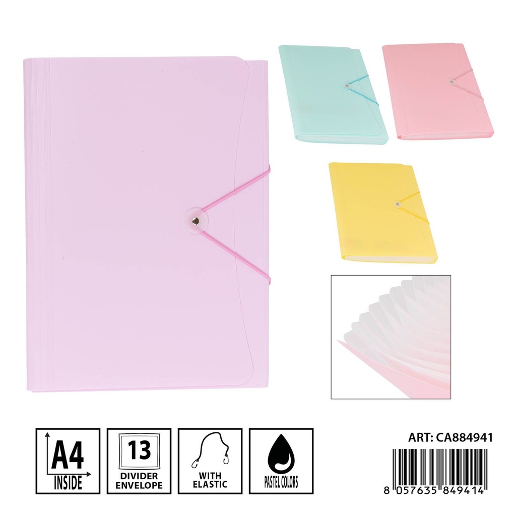 Carpeta con 13 separadores A4 color pastel - Organizadores de documentos