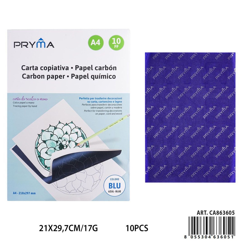Papel carbón azul A4 10FF para calcar - Papelería
