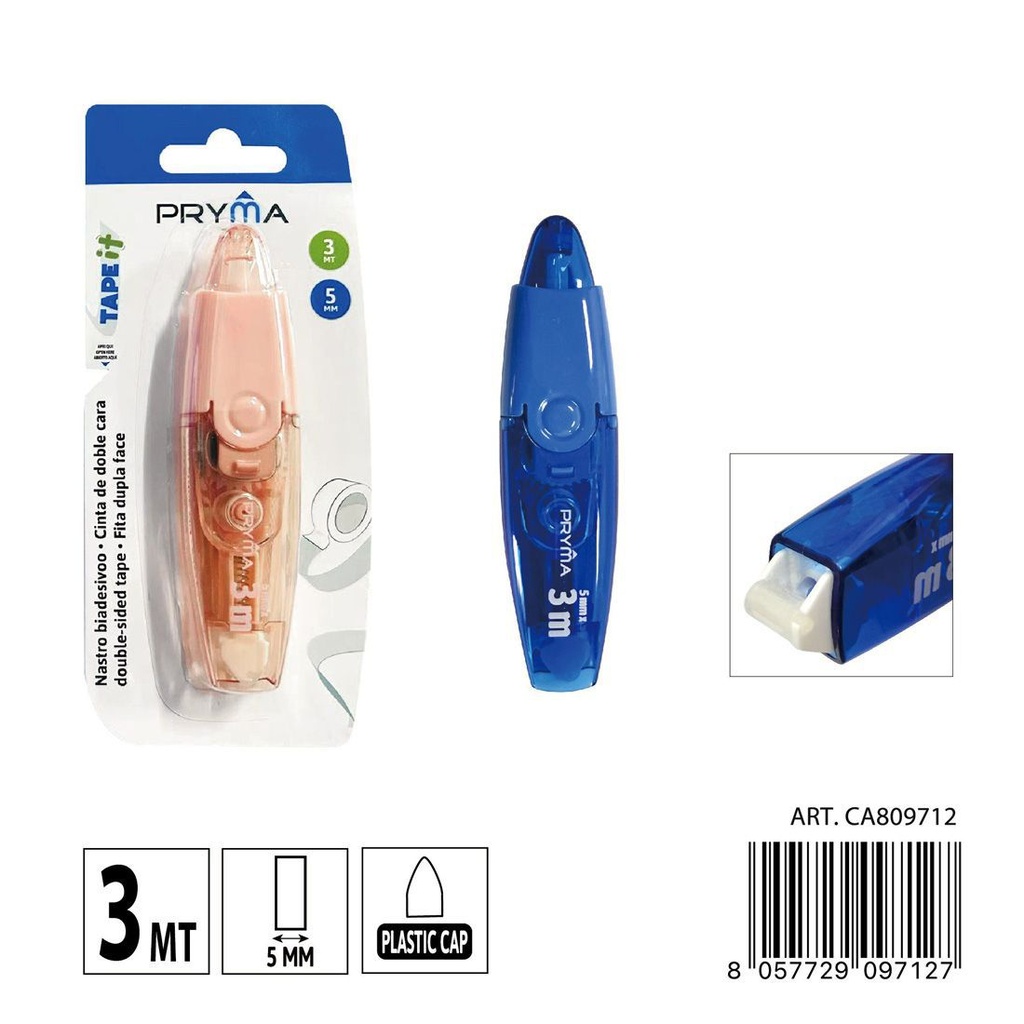 Cinta adhesiva doble cara 3mx5mm - Papelería escolar y adhesivos