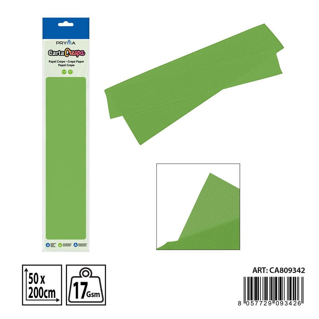 Papel crepé verde 50x200cm - Papelería para manualidades y papel