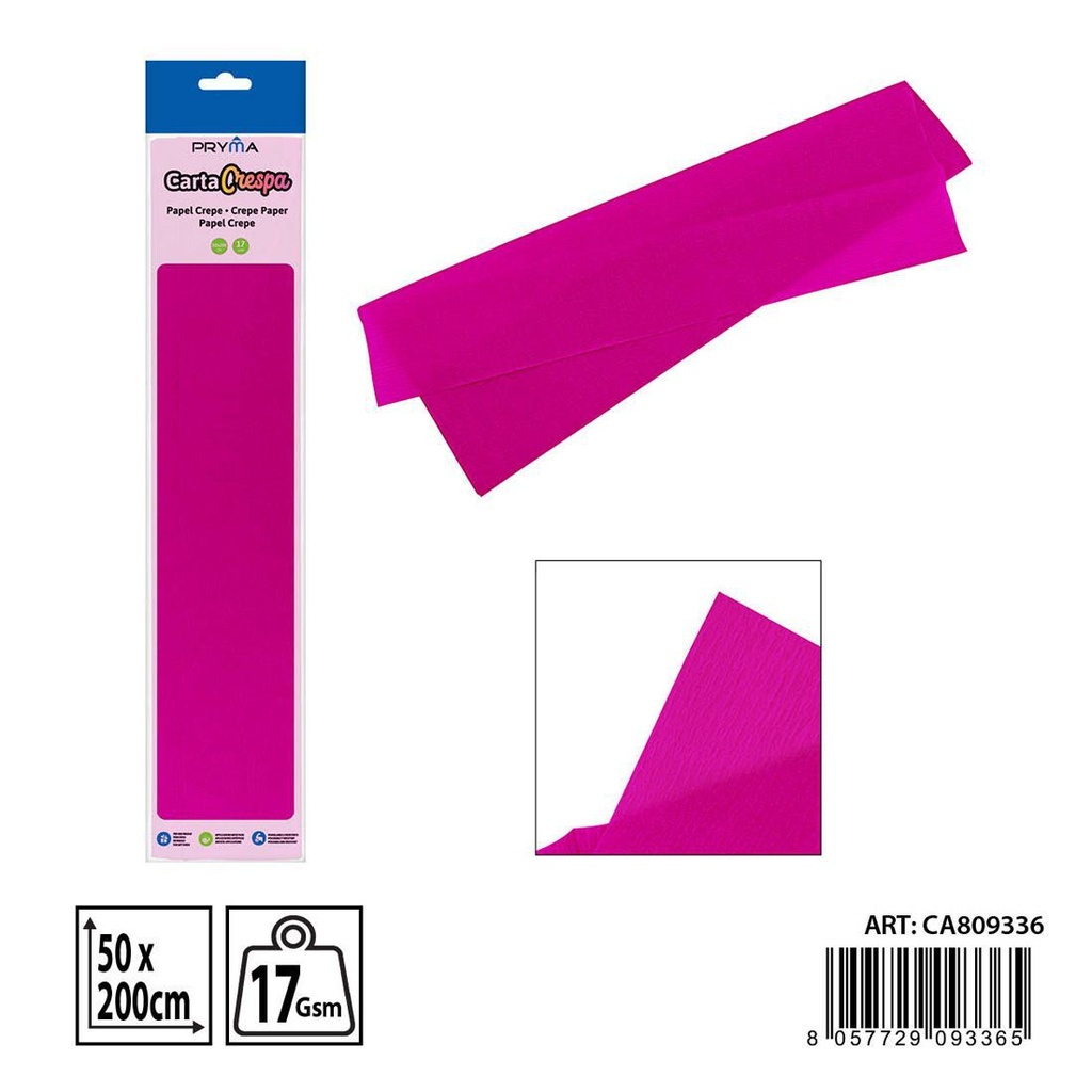 Papel crepe fucsia 50x200cm - Materiales para manualidades y decoración
