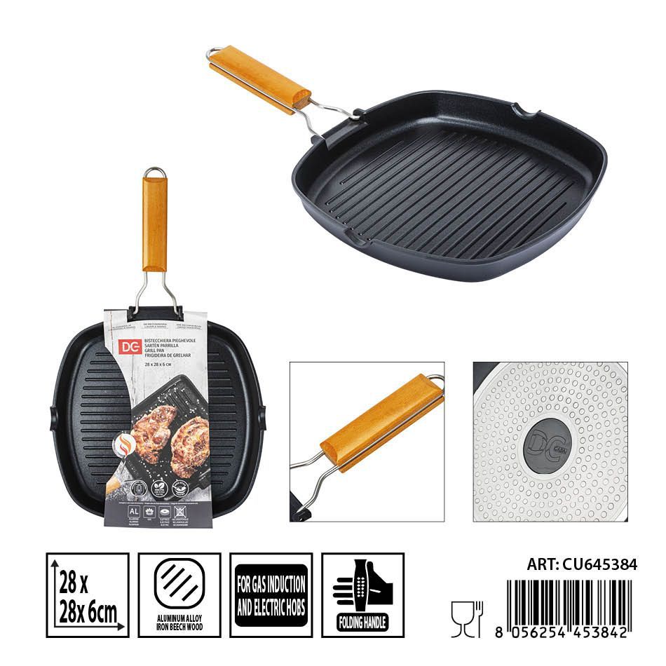 Sartén parrilla plegable 28X28X6CM - Utensilios de cocina