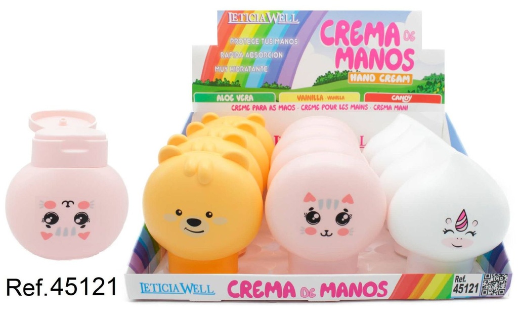 Crema de manos osito/gato/unicornio 12/U LW45121 - Productos de cuidado personal