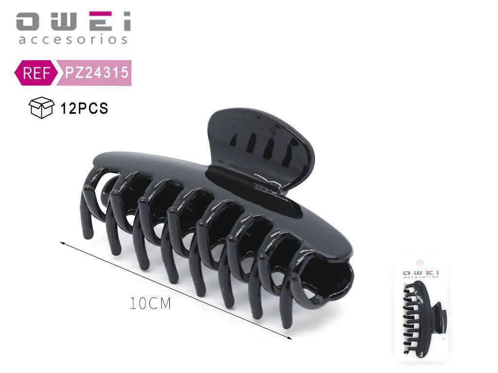 Pinza de pelo de 10 cm negra 12 unidades - Accesorios para el cabello y pinzas decorativas