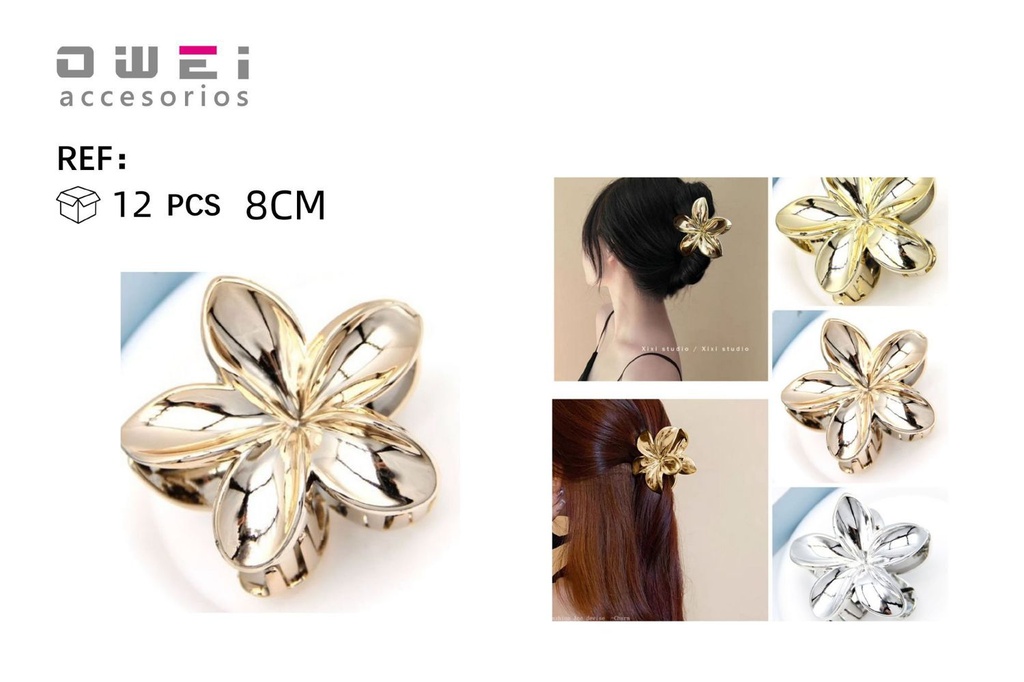Pinza de pelo flor de 8 cm 12 unidades - Accesorios para el cabello y pinzas decorativas