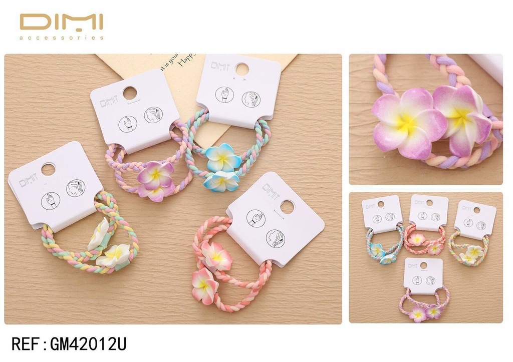 Coletero con flor 12 unidades - Accesorios para el cabello y gomas