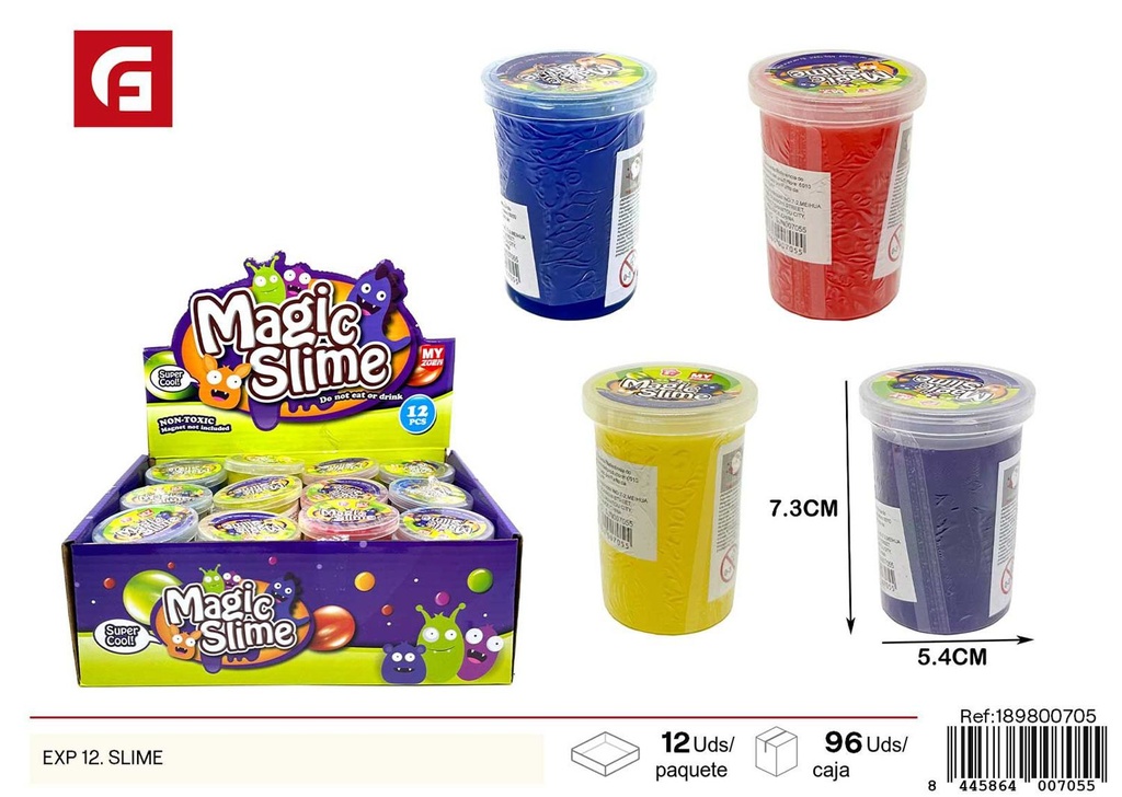 SLIME DE COLORES SÓLIDOS MASA ELÁSTICA ANTIESTRÉS CON DISPLAY BOX
