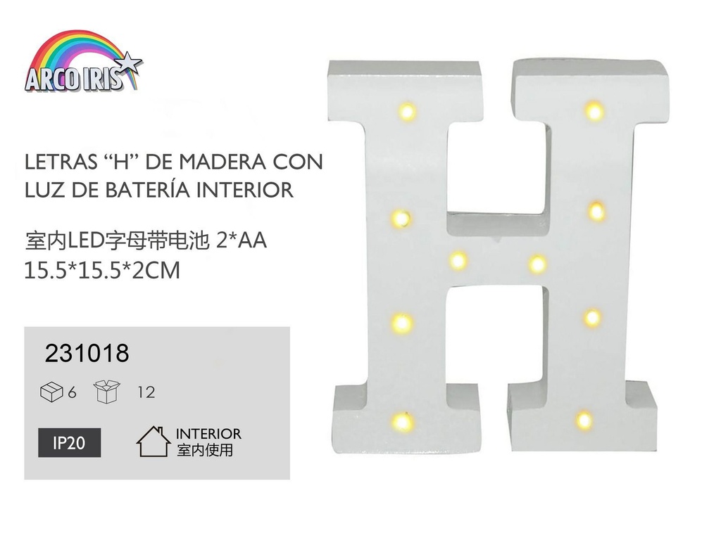 Letra con luz - H - Artículos de fiesta y decoración