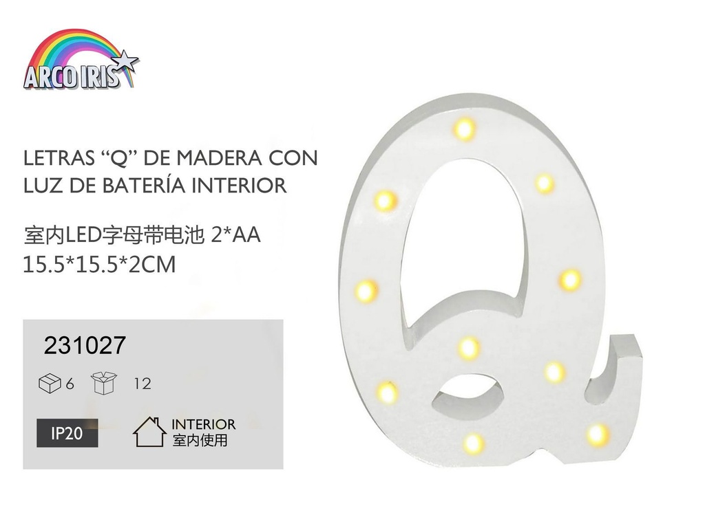 Letra con luz - Q - Artículos de fiesta y decoración