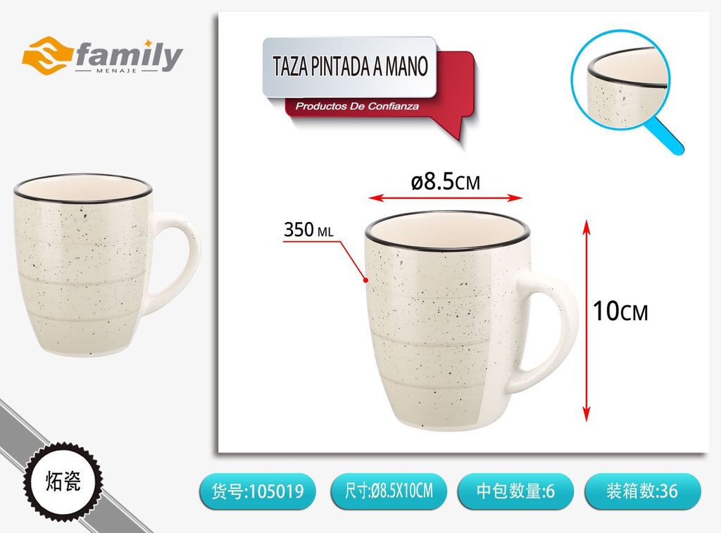 Taza pintada a mano 350 ml - Cerámica y vajillas