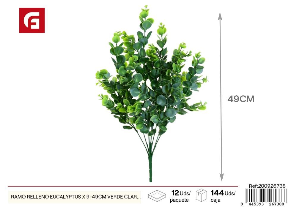 Ramo de eucalipto verde claro 9 piezas 49 cm - Flores de relleno para arreglos