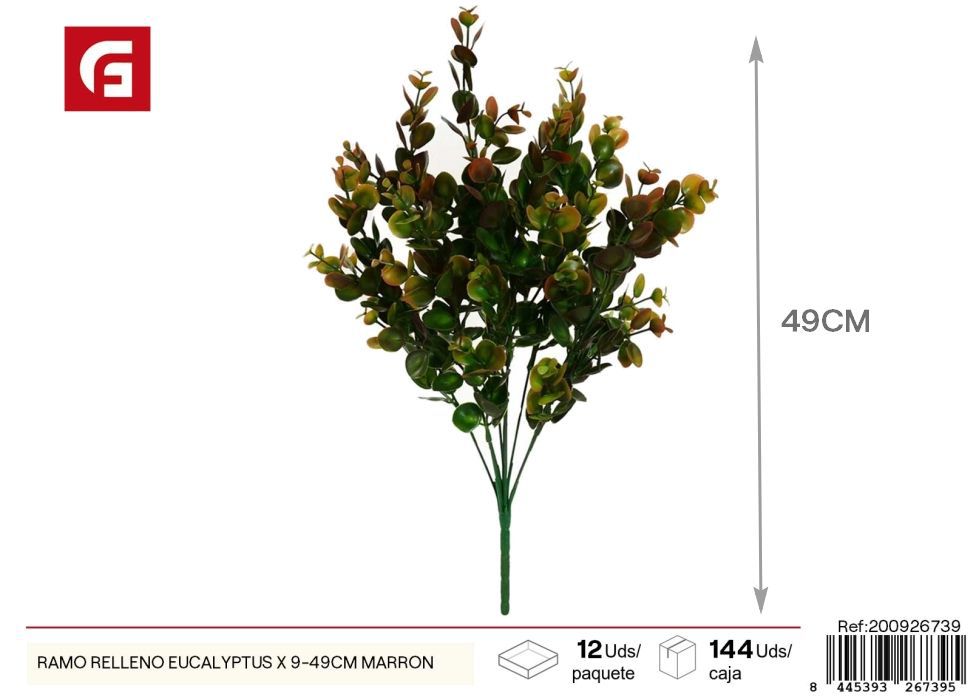 Ramo de eucalipto marrón 9 piezas 49 cm - Decoraciones naturales y rústicas