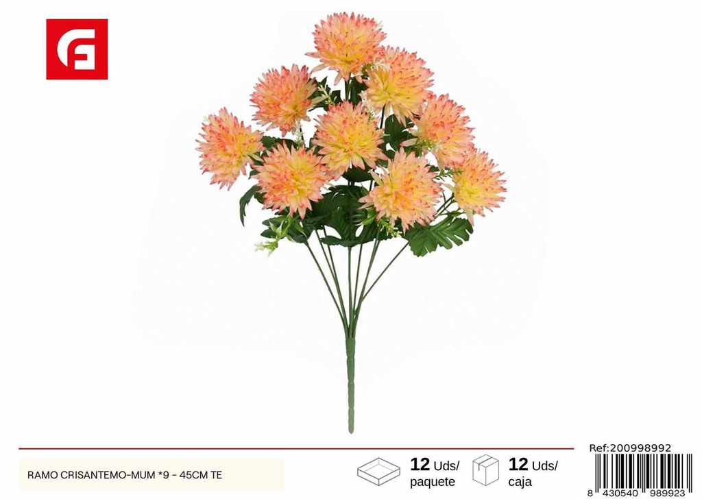 Ramo de Crisantemo Mum, 9 unidades - 45 cm, color té