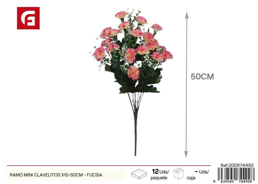 Ramo mini clavelitos x 10-50 cm fucsia - Flores artificiales y decoración