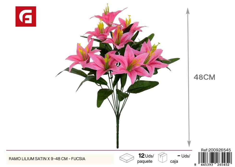 Ramo de lirios satinados fucsias 9 piezas 48 cm - Arreglos florales de calidad