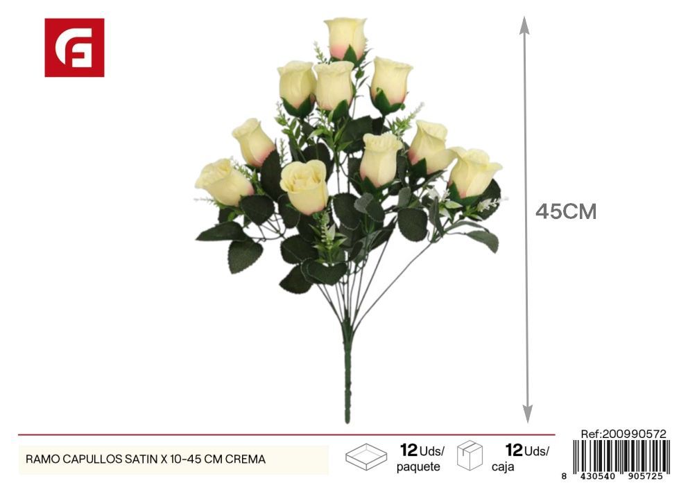 Ramo capullos satin x 10-45 cm crema - Flores artificiales y decoración