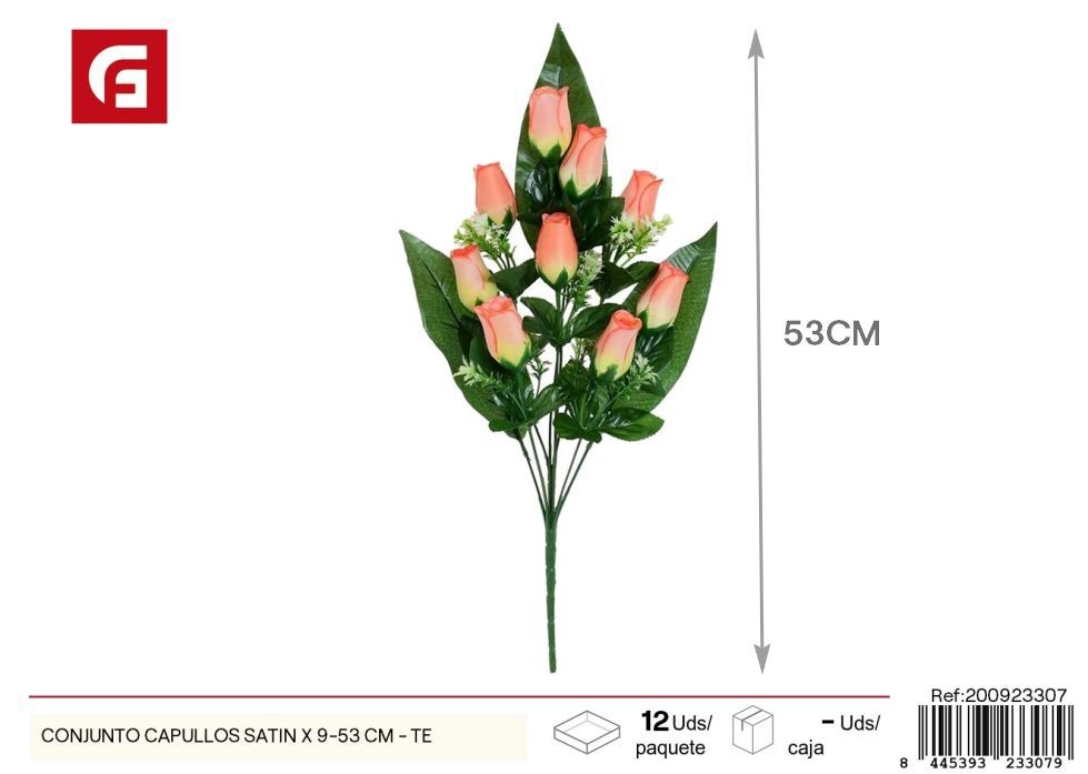 Conjunto de Capullos Satin, 9 unidades - 53 cm, color té