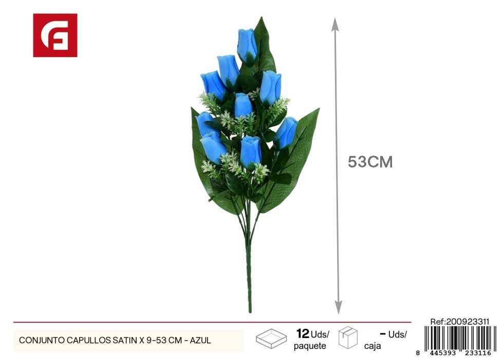 Conjunto de Capullos Satin, 9 unidades - 53 cm, color azul