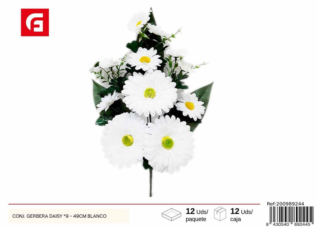 Conjunto gerbera daisy x 9-49 cm blanco - Flores artificiales y decoración