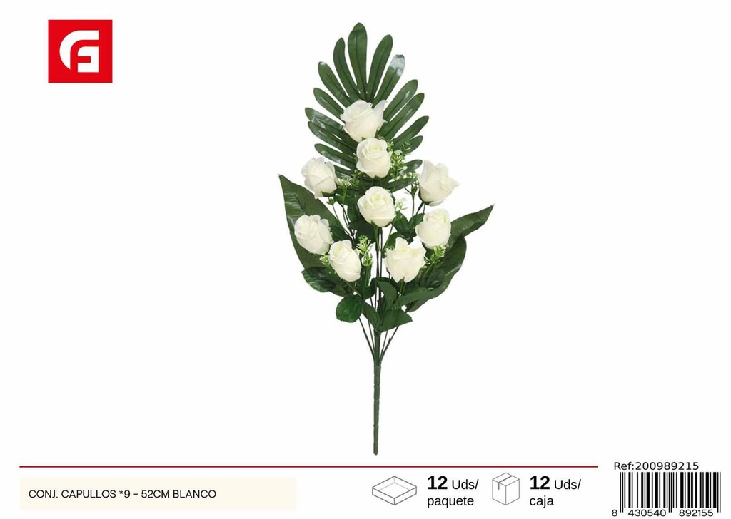 Conjunto de Capullos, 9 unidades - 52 cm, color blanco